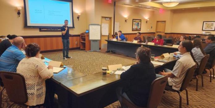 Leeds School of Business faculty Erik Bruno teaching to a room of Rural Colorado Workshop Series participants 