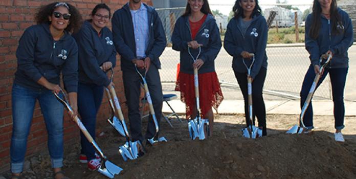 UTAP student designers groundbreaking with shovels at Kersey-Town-Hall