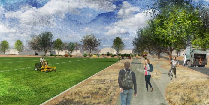 Architectural rendering of people in park for UTAP