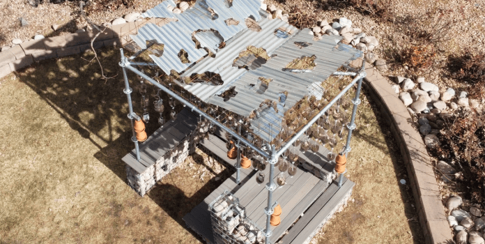 A modern structure outside