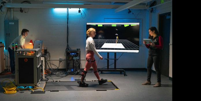 Walking on Treadmill with ankle brace